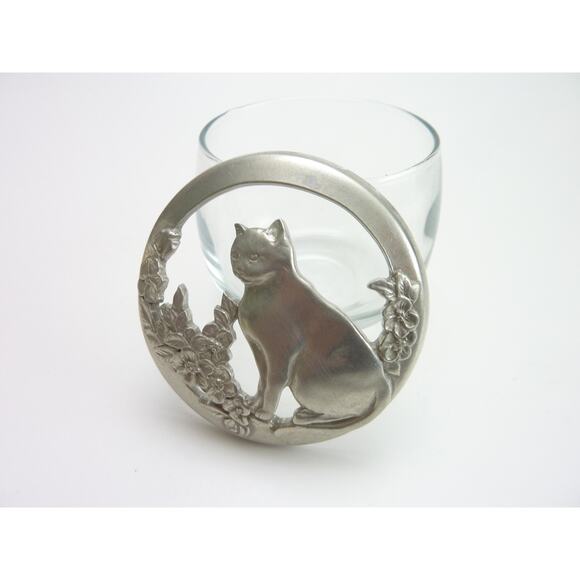 Seagull Pewter Pot Potpourri Bowl & Lid Cat With Flowers Design Canada 1988 - Picture 4 of 6